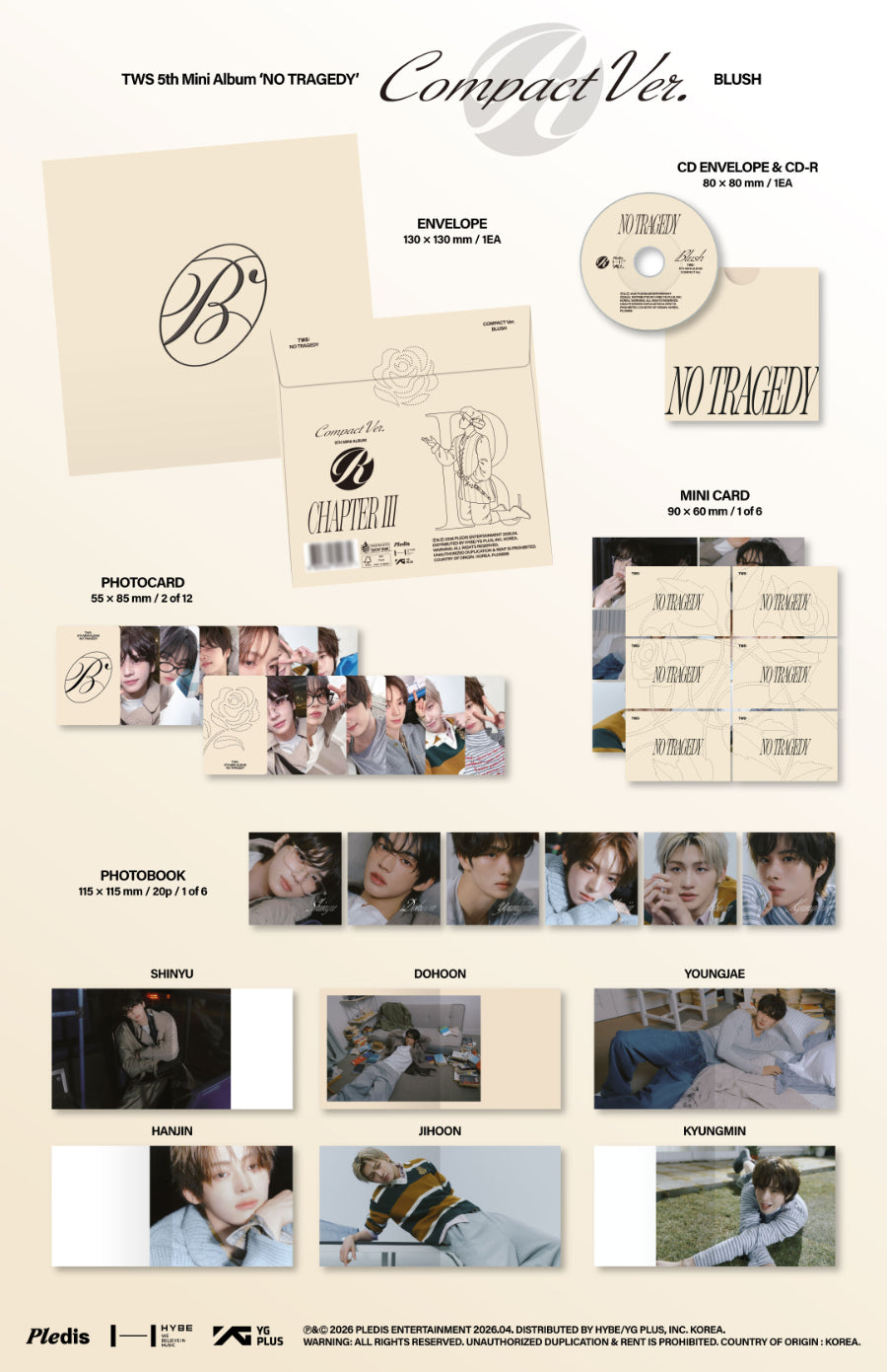 TWS - TWS 5th Mini Album 'NO TRAGEDY' COMPACT Ver. (BLUSH)