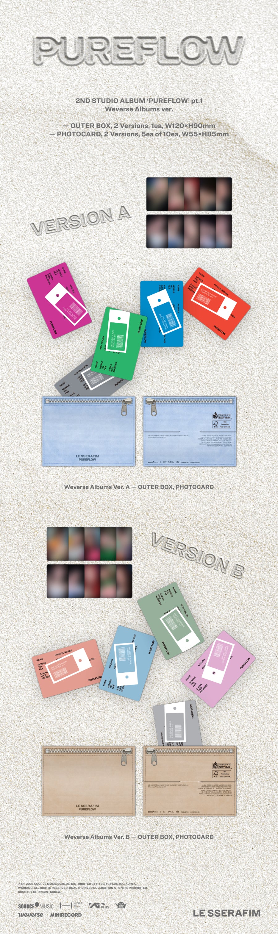 LE SSERAFIM - 2nd Studio Album ‘PUREFLOW’ pt.1 (Weverse Albums ver.) 隨機