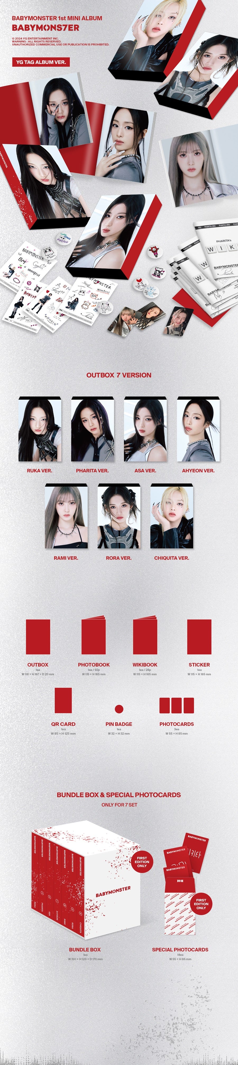 BABYMONSTER -  1st MINI ALBUM [BABYMONS7ER] YG TAG ALBUM VER. 隨機